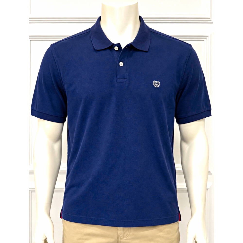 CHAPS Men's Everyday Polo Short Sleeve Navy Blue Solid Knit Logo Button XXL